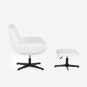 Fotel obrotowy ergonomiczny do salonu z tkaniny bouclé z podnóżkiem Janes Zakup