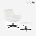 Fotel obrotowy ergonomiczny do salonu z tkaniny bouclé z podnóżkiem Janes Środki