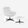 Fotel obrotowy ergonomiczny do salonu z tkaniny bouclé z podnóżkiem Janes 