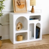 Biała designerska biblioteczka stojąca z zakrzywionymi półkami 80x37x74 cm Lessa Sprzedaż