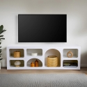 Nowoczesna szafka RTV o niskim profilu 160x40cm z 7 półkami biała Lorin Sprzedaż