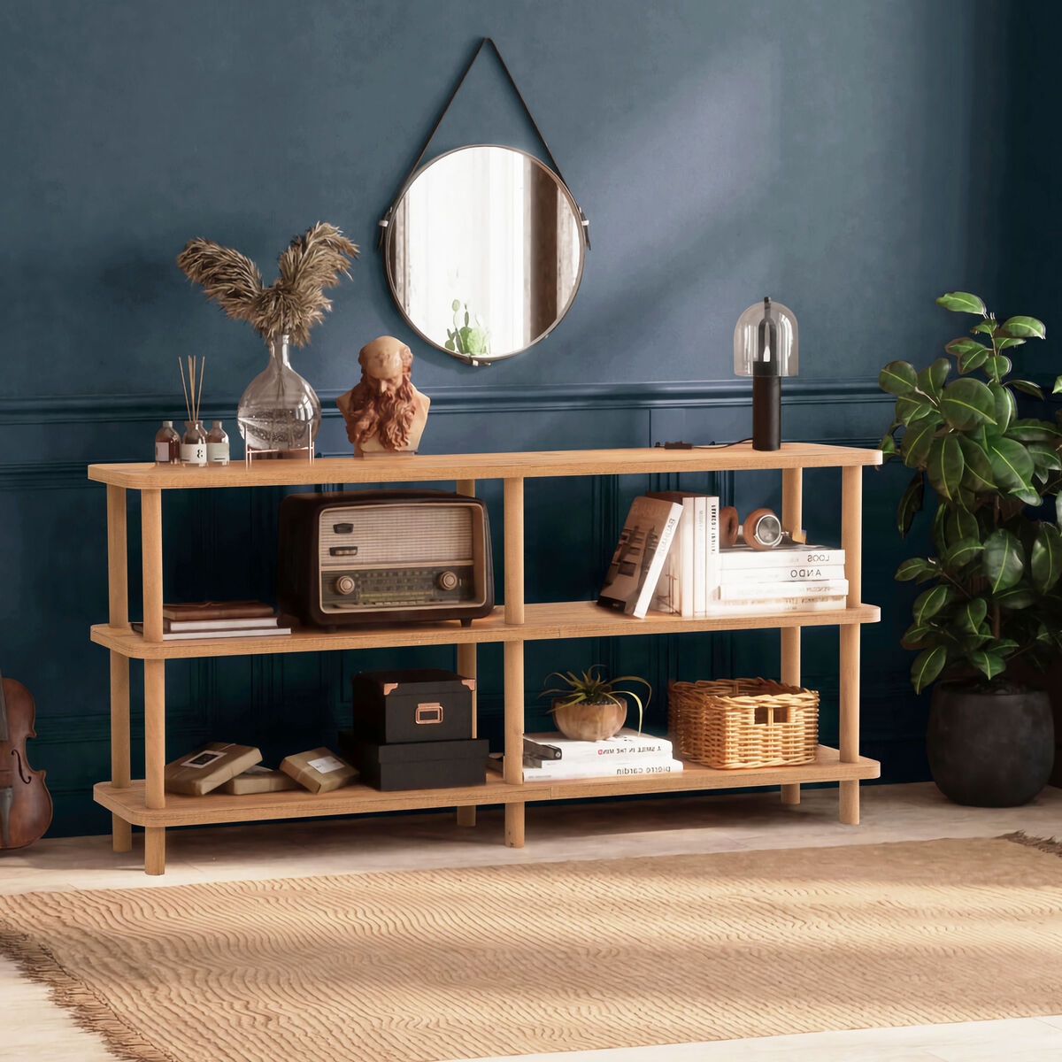 Konsola regał do salonu i przedpokoju 150x35x75cm z naturalnego drewna Raca Promocja Konsola regał do salonu i przedpokoju 150x35x75cm z naturalnego drewna Raca Promocja