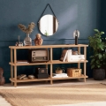 Konsola regał do salonu i przedpokoju 150x35x75cm z naturalnego drewna Raca Promocja