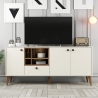 Komoda salonowa 180x35 cm biała i drewniana z drzwiczkami Napoli Oferta