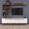 Ściana TV z półkami i otwartymi wnękami biała i naturalna Sirio Oferta