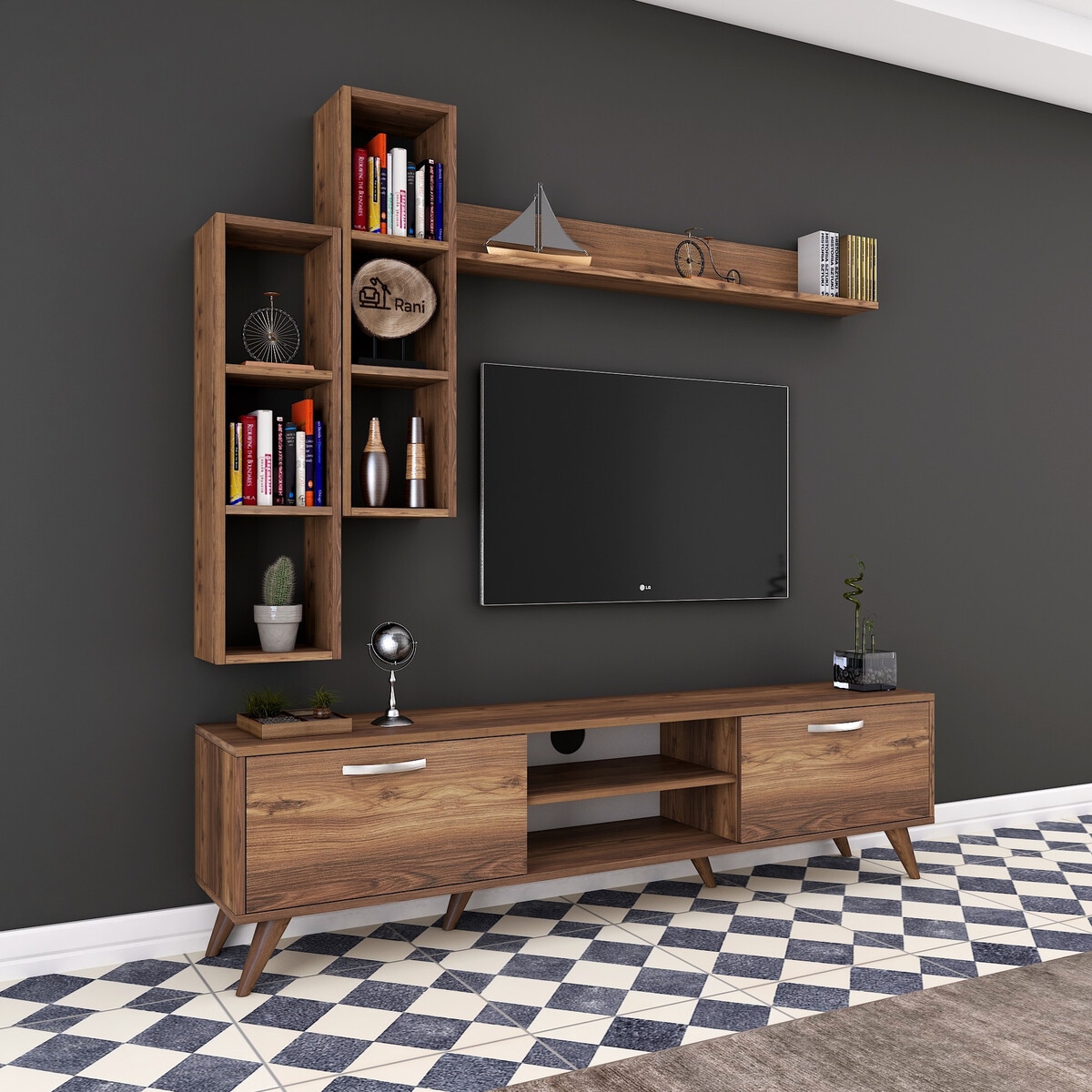 Zestaw meblowy TV z półką i otwartymi wnękami 180x35cm Mary Promocja Zestaw meblowy TV z półką i otwartymi wnękami 180x35cm Mary Promocja