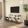 Szafka RTV designerska 120 cm biała i drewniana z 2 półkami Basic Sprzedaż