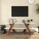 Szafka RTV designerska 120 cm biała i drewniana z 2 półkami Basic Oferta