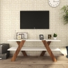 Szafka RTV designerska 120 cm biała i drewniana z 2 półkami Basic Oferta