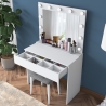 Mobilna toaletka z szufladą, lustro LED i taboret Tabs Oferta