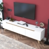Nowoczesna szafka RTV Amelia 180cm biała i drewniana z 3 drzwiczkami Oferta