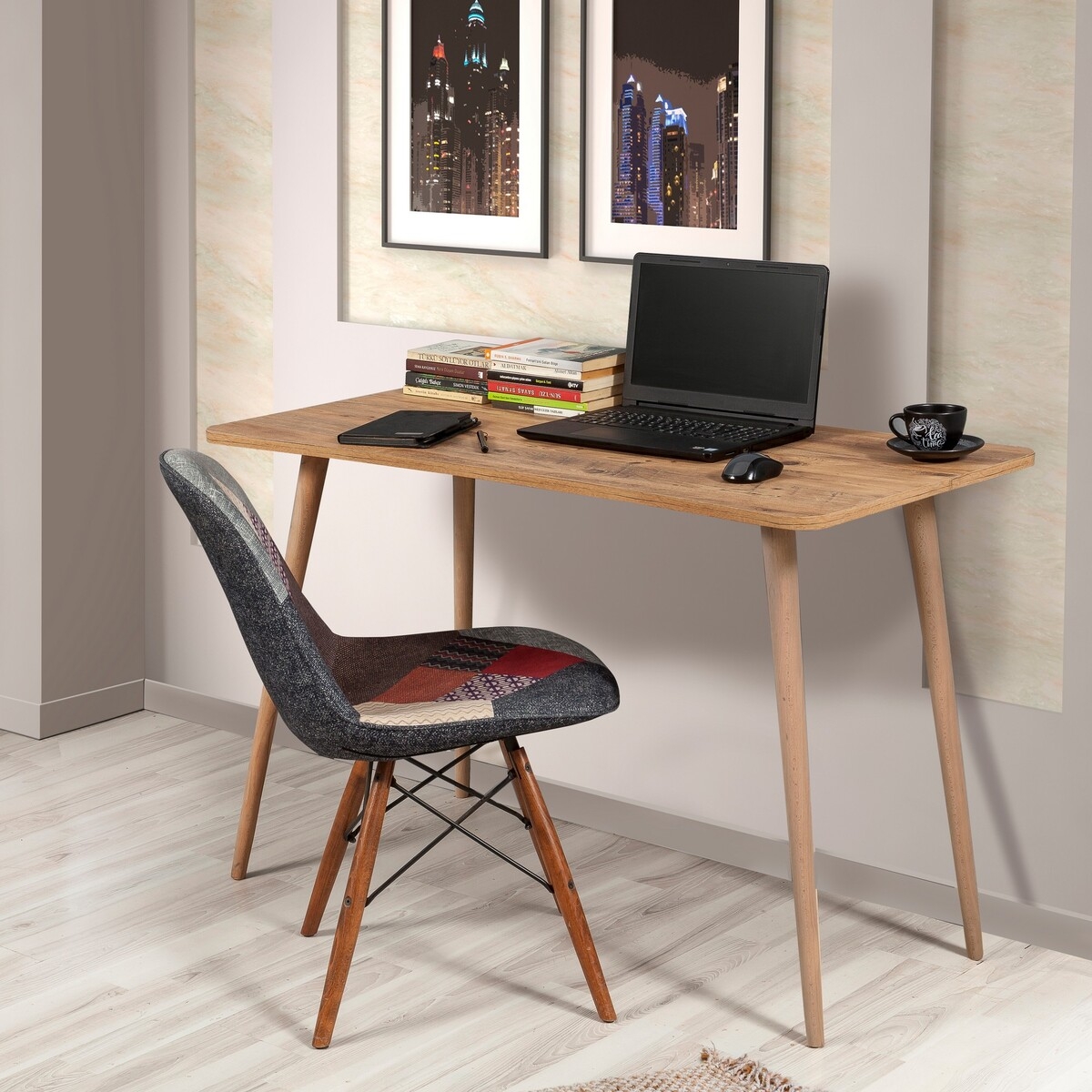 Nowoczesne biurko biurowe z drewna 120x60 cm naturalne Fabio Promocja Nowoczesne biurko biurowe z drewna 120x60 cm naturalne Fabio Promocja