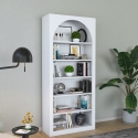 Biała półka ścienna 180x31x80 cm Curvy z łukowym designem i 5 półkami Oferta