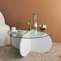Okrągły stolik kawowy designerski z drewna i szkła 75x35 cm Sprzedaż