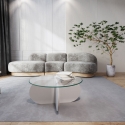 Okrągły stolik kawowy designerski z drewna i szkła 75x35 cm Oferta