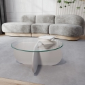 Okrągły stolik kawowy designerski z drewna i szkła 75x35 cm Rabaty