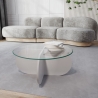 Okrągły stolik kawowy designerski z drewna i szkła 75x35 cm Rabaty