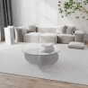 Okrągły stolik kawowy designerski z drewna i szkła 75x35 cm Katalog