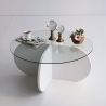Okrągły stolik kawowy designerski z drewna i szkła 75x35 cm Wybór