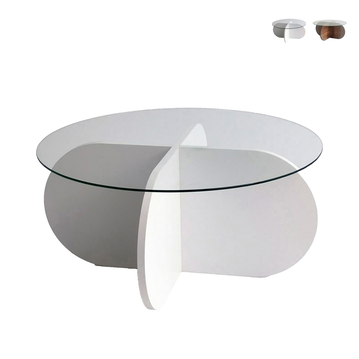 Okrągły stolik kawowy designerski z drewna i szkła 75x35 cm Promocja
