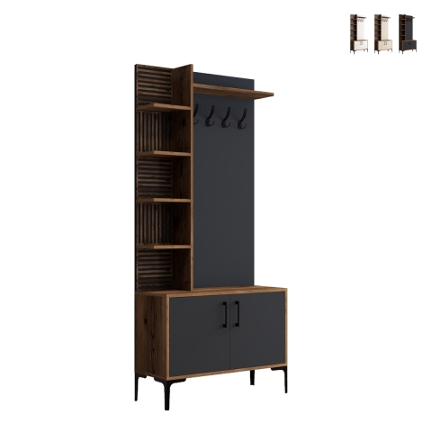 Mobilny wieszak na ubrania do przedpokoju z szafką na buty i półkami 90x200 cm Viyana S Promocja