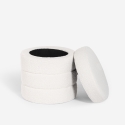 Okrągły puf bouclé z pojemnikiem do salonu Mugi Katalog