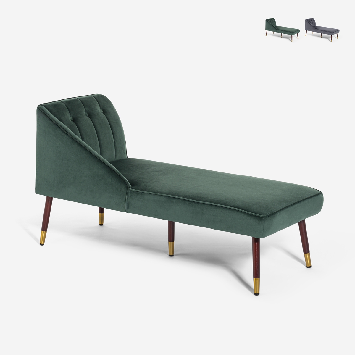 Klasyczna lewostronna szezlong vintage z weluru Agos Promocja Klasyczna lewostronna szezlong vintage z weluru Agos Promocja