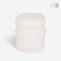Podnóżek pufa w tkaninie teddy bouclé, nowoczesny design, cylindryczny Okami Promocja