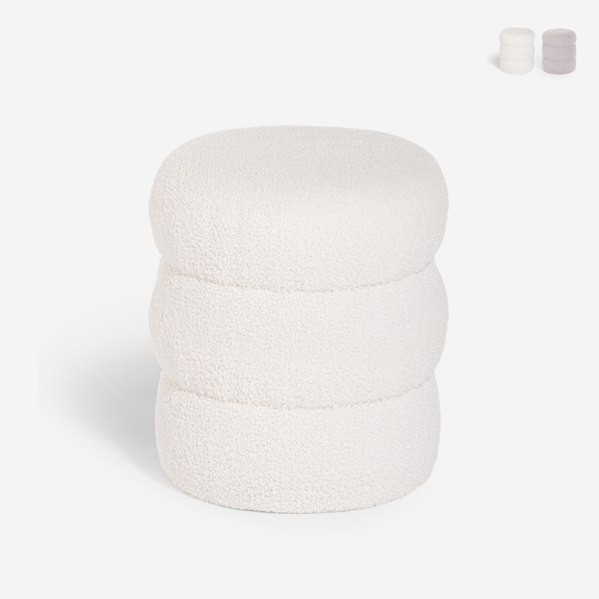 Podnóżek pufa w tkaninie teddy bouclé, nowoczesny design, cylindryczny Okami Promocja Podnóżek pufa w tkaninie teddy bouclé, nowoczesny design, cylindryczny Okami Promocja
