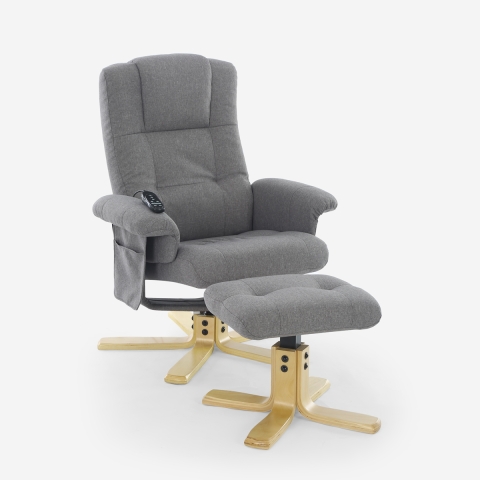 Fotel relaksacyjny ergonomiczny z funkcją masażu i funkcją podgrzewania z podnóżkiem Nairo Promocja