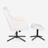 Fotel z podnóżkiem z białego bouclé do salonu biura Shiro Oferta