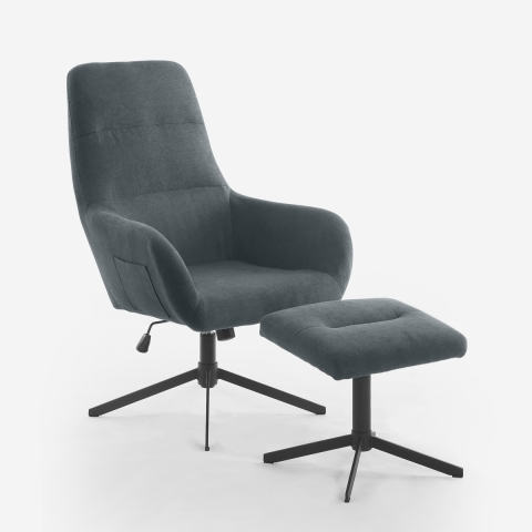 Fotel relaksacyjny ergonomiczny z szarego materiału z podnóżkiem Asher Promocja