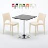 Czarny kwadratowy stolik 70x70 cm z 2 kolorowymi krzesłami Paris Mojito Promocja