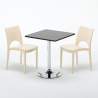 Czarny kwadratowy stolik 70x70 cm z 2 kolorowymi krzesłami Paris Mojito Model