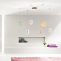 Żyrandol wiszący z 3 kolorowymi kloszami LED w szkle i metalu Candy Spider Sprzedaż