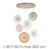 Żyrandol Candy XXL wiszący z 6 lampami LED, wielobarwne szkło i metal Oferta