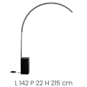 Lampa podłogowa łukowa z metalu z LED H215cm Biblio Katalog