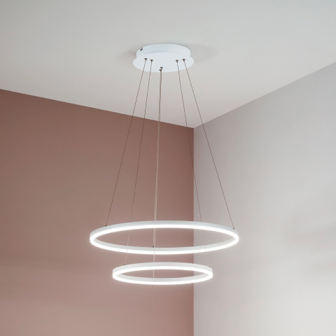 Nowoczesna lampa wisząca LED z podwójnym pierścieniem Skyround-2S Promocja