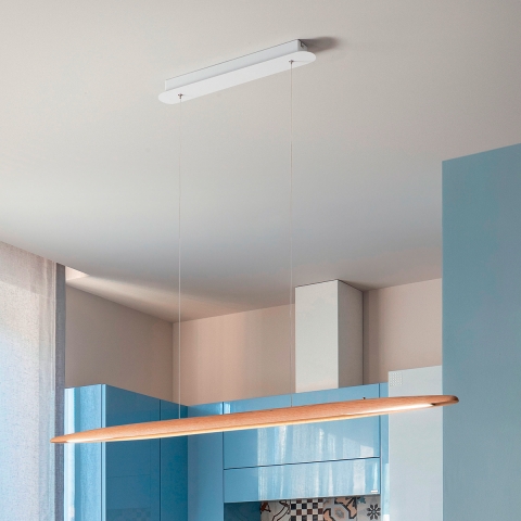 Nowoczesna lampa wisząca LED z drewna do kuchni i salonu Ribot-S Promocja