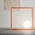 Lampa stołowa LED z drewnianą podstawą i szklanym kloszem w kształcie kuli Kark Promocja