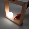 Lampa stołowa LED z drewnianą podstawą i szklanym kloszem w kształcie kuli Kark Sprzedaż