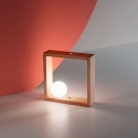 Lampa stołowa LED z drewnianą podstawą i szklanym kloszem w kształcie kuli Kark Oferta