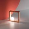 Lampa stołowa LED z drewnianą podstawą i szklanym kloszem w kształcie kuli Kark Oferta