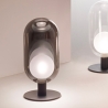 Lampa stołowa LED ze szkła dymionego i czarnego metalu w stylu vintage Gubbio Promocja