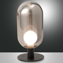 Lampa stołowa LED ze szkła dymionego i czarnego metalu w stylu vintage Gubbio Sprzedaż