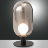 Lampa stołowa LED ze szkła dymionego i czarnego metalu w stylu vintage Gubbio Sprzedaż
