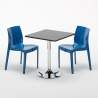 Czarny kwadratowy stolik 70x70 cm z 2 kolorowymi krzesłami Ice Moijto Środki