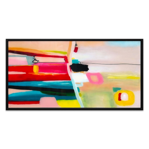 Obraz abstrakcyjny 124x64 cm malowany na plexi z czarną ramą Druvt Promocja