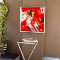 Nowoczesny obraz abstrakcyjny 64x64cm malowany na plexiglasie biała rama Tyvek Sprzedaż