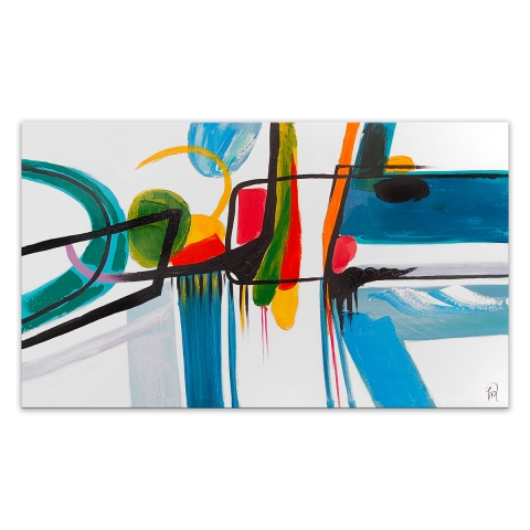 Nowoczesny obraz abstrakcyjny 120x70cm, wielokolorowy na płótnie Luma Promocja